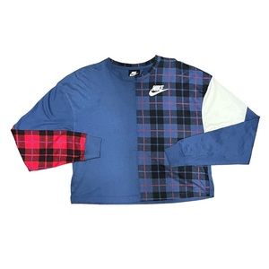 Nike NSW Sportswear Plaid Long Sleeve Shirt BV4674-469 XS